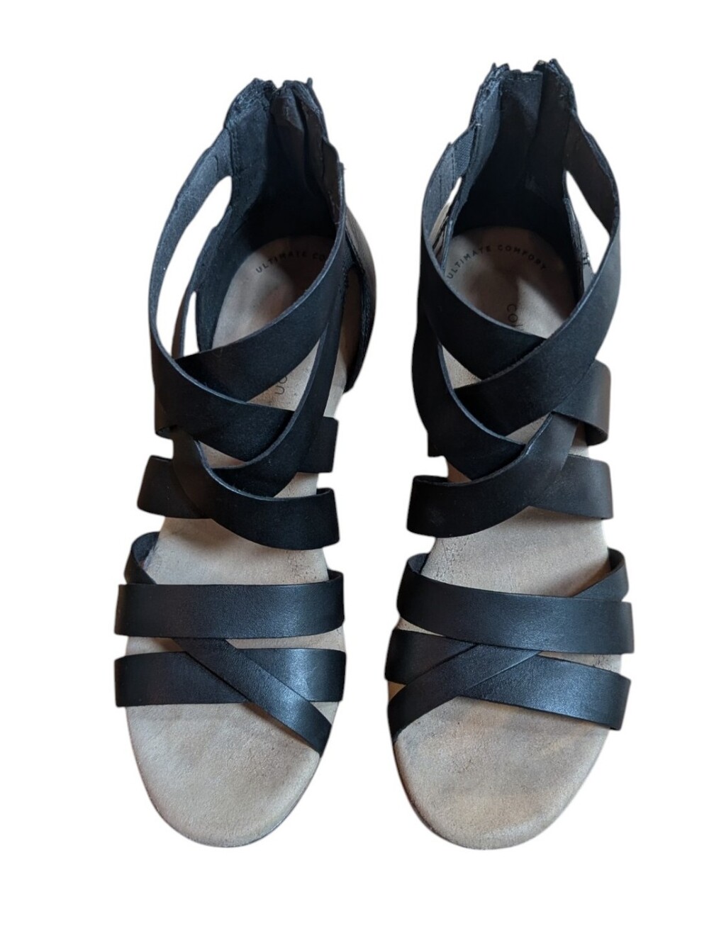Clarks Collection Valarie Dream Strappy Black Leather Sandals - Picture 3 of 7